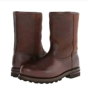 Frye Men's Warren Pull On Shearling Boots 87109 Dark Brown Size 9.5